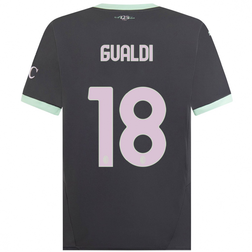 Niño Fútbol Camiseta Andrea Gualdi #18 Gris Equipación Tercera 2024/25 Perú