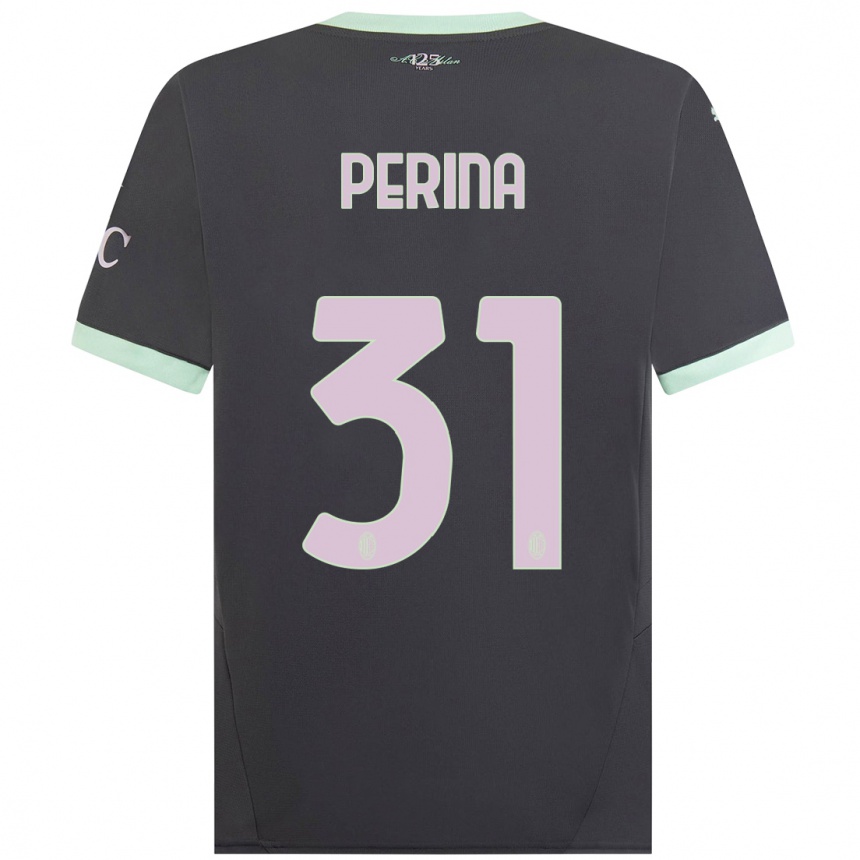 Niño Fútbol Camiseta Gioele Perina #31 Gris Equipación Tercera 2024/25 Perú