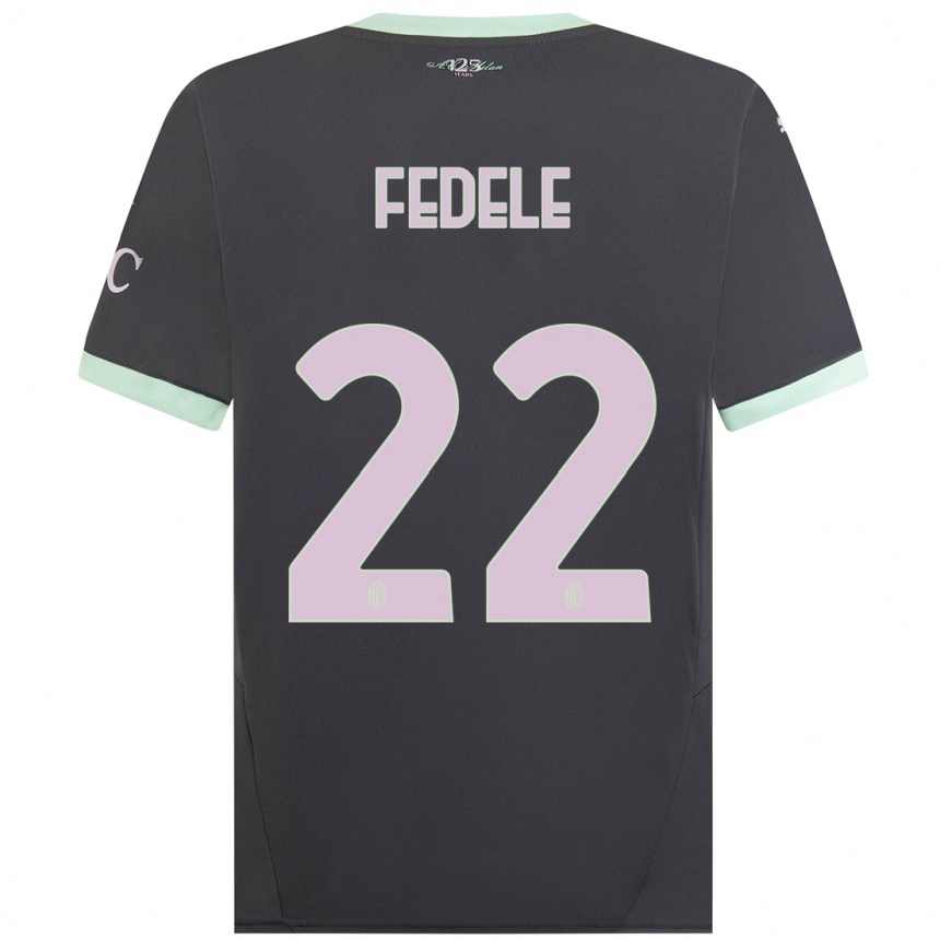 Niño Fútbol Camiseta Noemi Fedele #22 Gris Equipación Tercera 2024/25 Perú