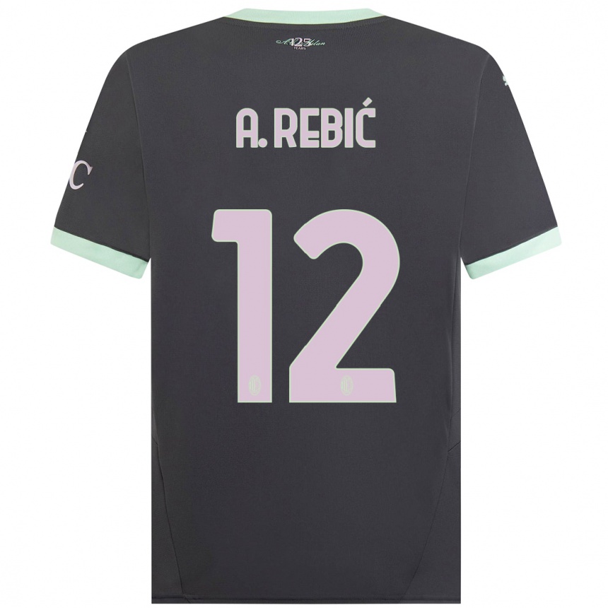 Niño Fútbol Camiseta Ante Rebic #12 Gris Equipación Tercera 2024/25 Perú