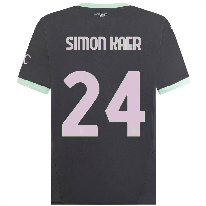 Niño Fútbol Camiseta Simon Kaer #24 Gris Equipación Tercera 2024/25 Perú