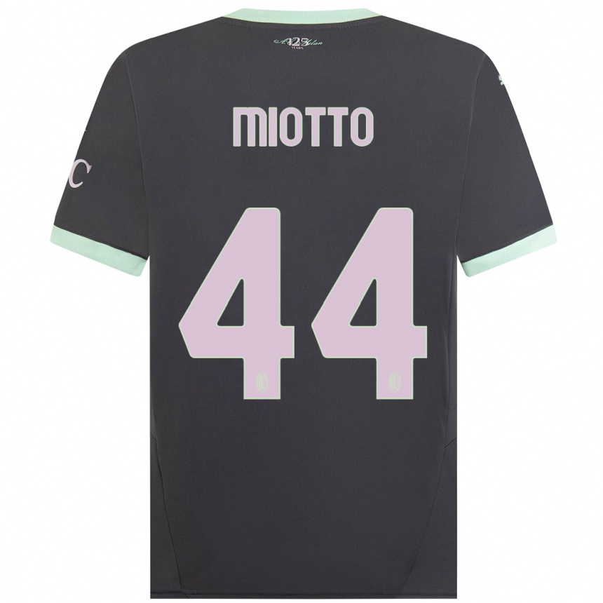 Niño Fútbol Camiseta Giorgia Miotto #44 Gris Equipación Tercera 2024/25 Perú