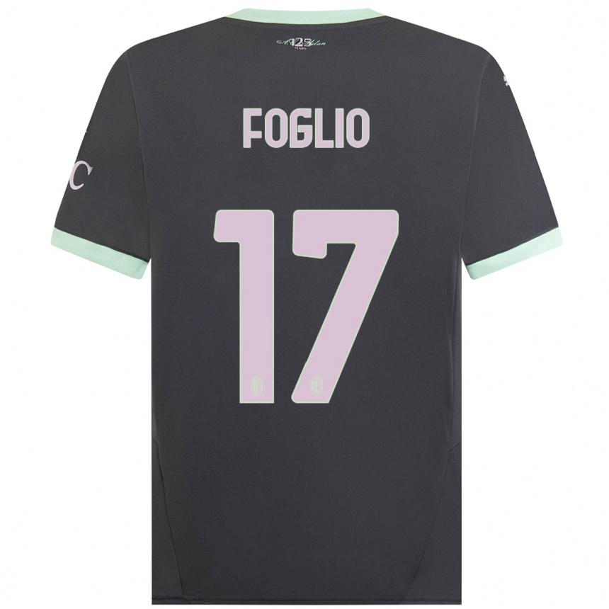 Niño Fútbol Camiseta Christian Foglio #17 Gris Equipación Tercera 2024/25 Perú