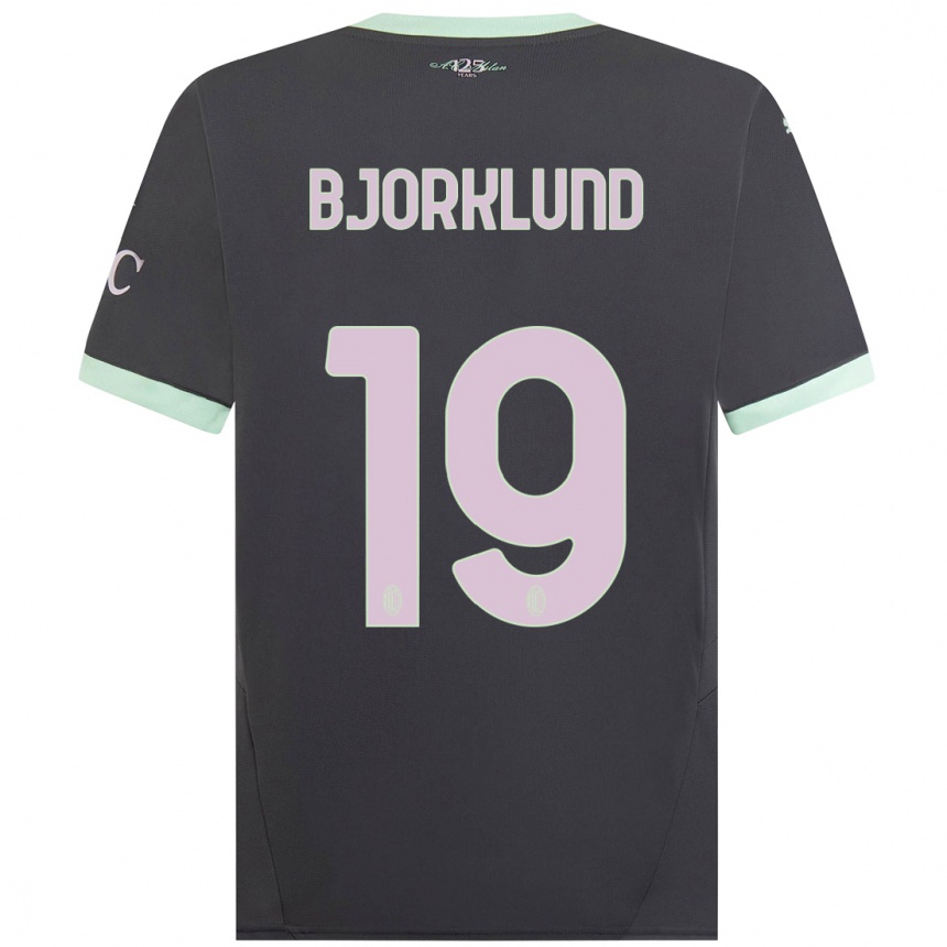 Niño Fútbol Camiseta Lukas Bjorklund #19 Gris Equipación Tercera 2024/25 Perú