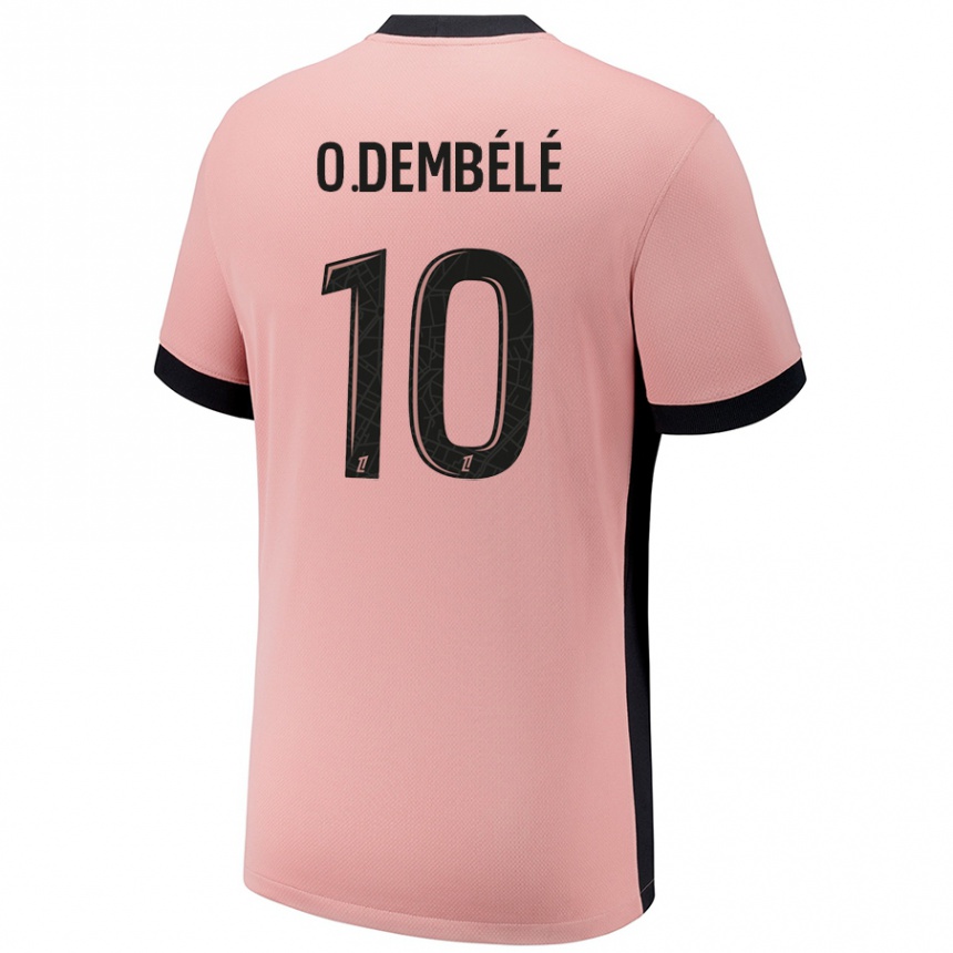 Niño Fútbol Camiseta Ousmane Dembele #10 Rosa Óxido Equipación Tercera 2024/25 Perú