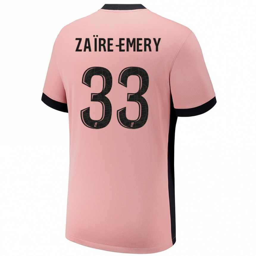 Niño Fútbol Camiseta Warren Zaire Emery #33 Rosa Óxido Equipación Tercera 2024/25 Perú