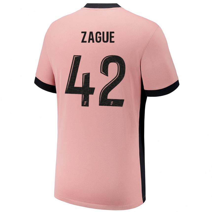 Niño Fútbol Camiseta Yoram Zague #42 Rosa Óxido Equipación Tercera 2024/25 Perú