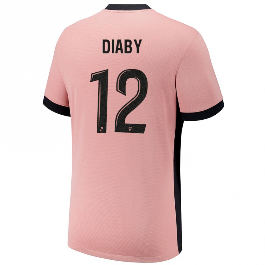 Niño Fútbol Camiseta Ibrahima Diaby #12 Rosa Óxido Equipación Tercera 2024/25 Perú