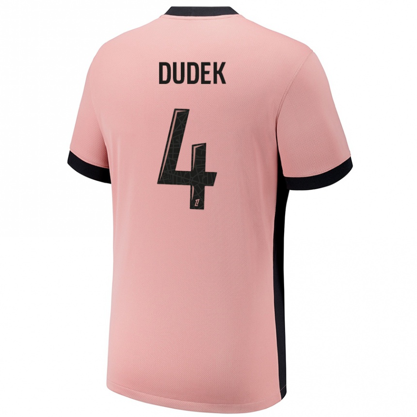 Niño Fútbol Camiseta Paulina Dudek #4 Rosa Óxido Equipación Tercera 2024/25 Perú