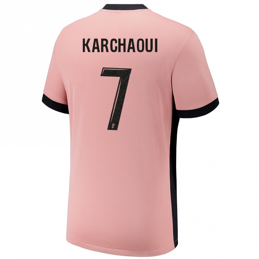 Niño Fútbol Camiseta Sakina Karchaoui #7 Rosa Óxido Equipación Tercera 2024/25 Perú