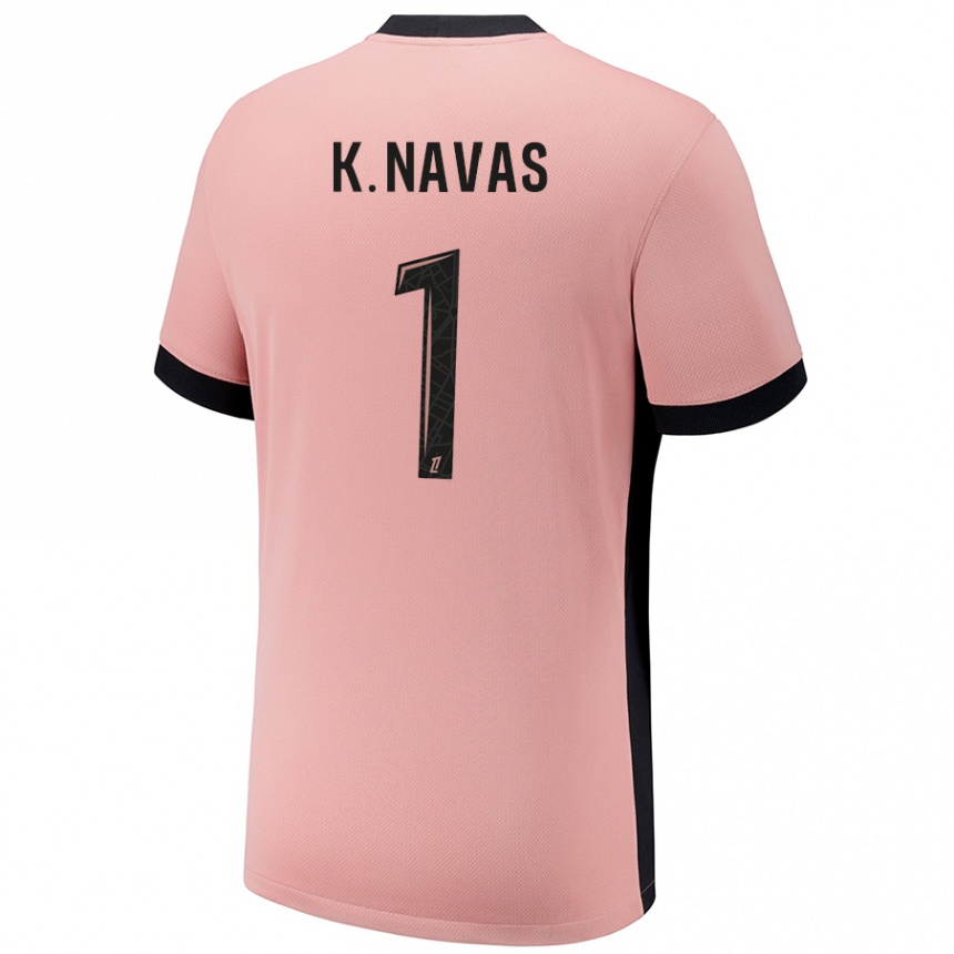 Niño Fútbol Camiseta Keylor Navas #1 Rosa Óxido Equipación Tercera 2024/25 Perú