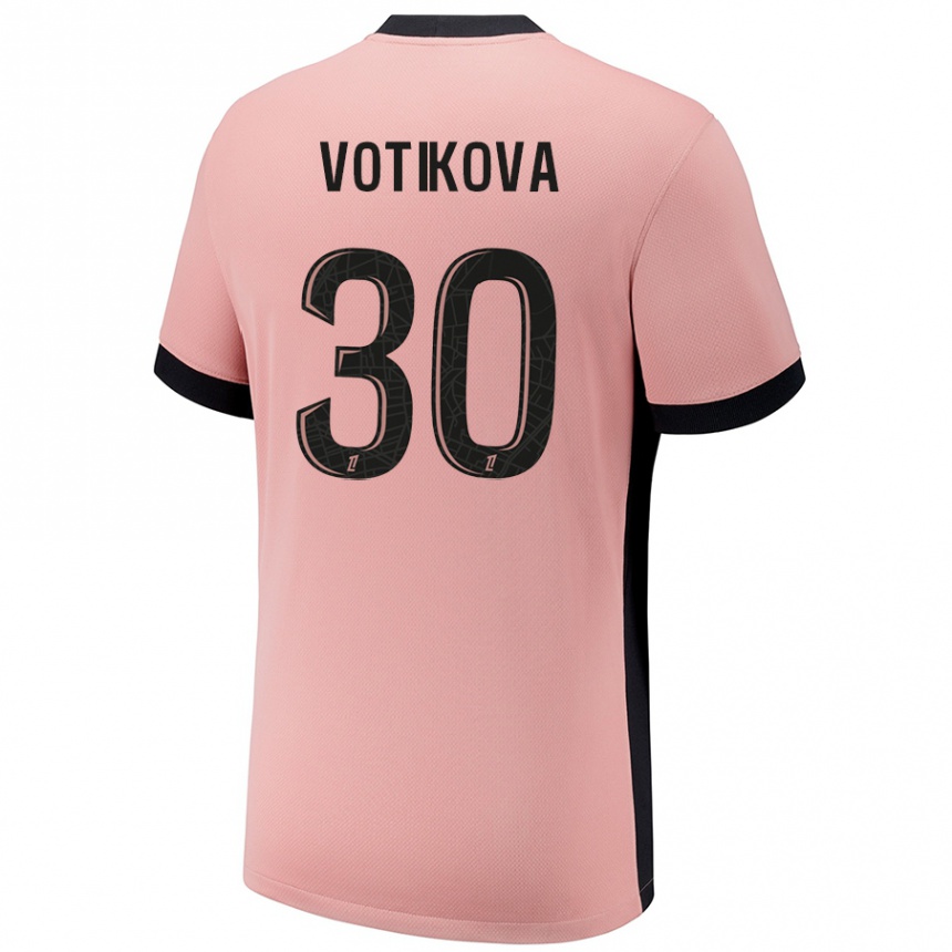 Niño Fútbol Camiseta Barbora Votikova #30 Rosa Óxido Equipación Tercera 2024/25 Perú