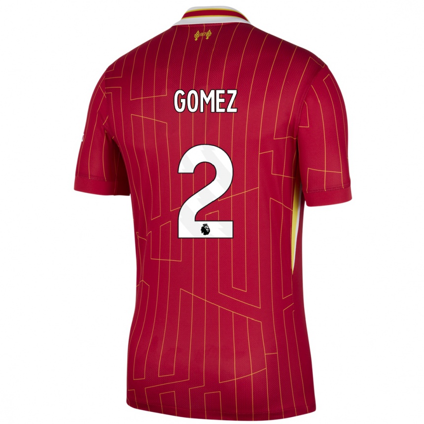 Hombre Fútbol Camiseta Joe Gomez #2 Rojo Amarillo Blanco 1ª Equipación 2024/25 Perú