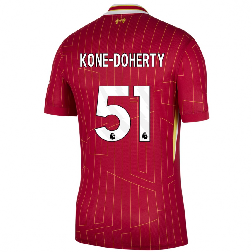 Hombre Fútbol Camiseta Trent Kone-Doherty #51 Rojo Amarillo Blanco 1ª Equipación 2024/25 Perú