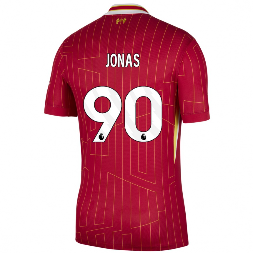 Hombre Fútbol Camiseta Lee Jonas #90 Rojo Amarillo Blanco 1ª Equipación 2024/25 Perú