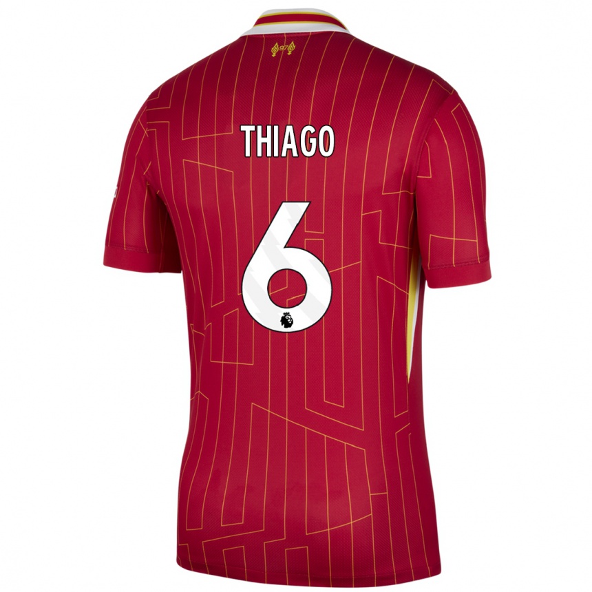 Hombre Fútbol Camiseta Thiago #6 Rojo Amarillo Blanco 1ª Equipación 2024/25 Perú