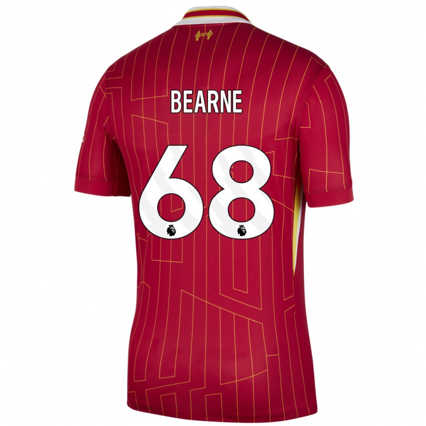 Hombre Fútbol Camiseta Jack Bearne #68 Rojo Amarillo Blanco 1ª Equipación 2024/25 Perú