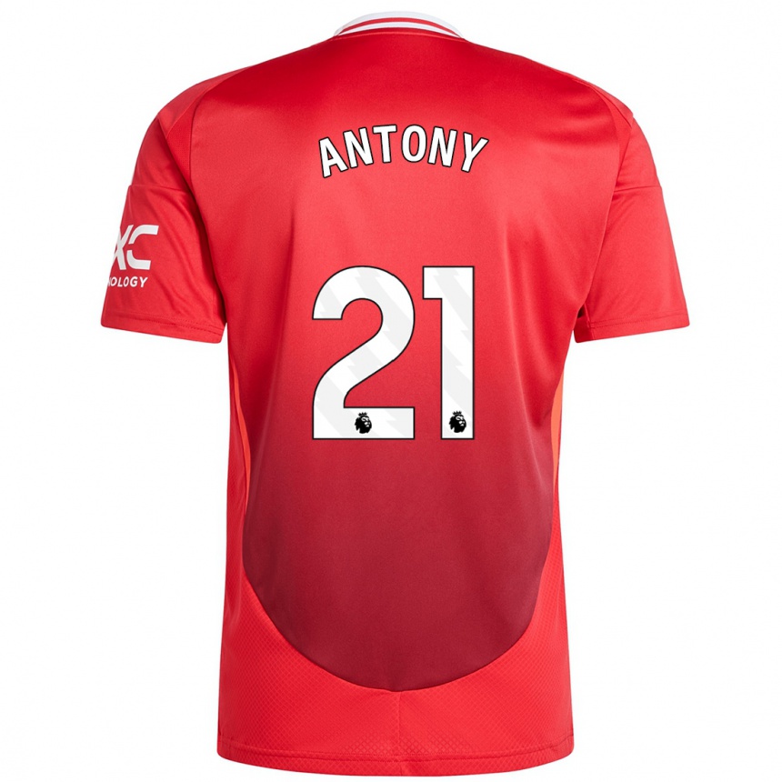 Hombre Fútbol Camiseta Antony #21 Rojo Brillante 1ª Equipación 2024/25 Perú