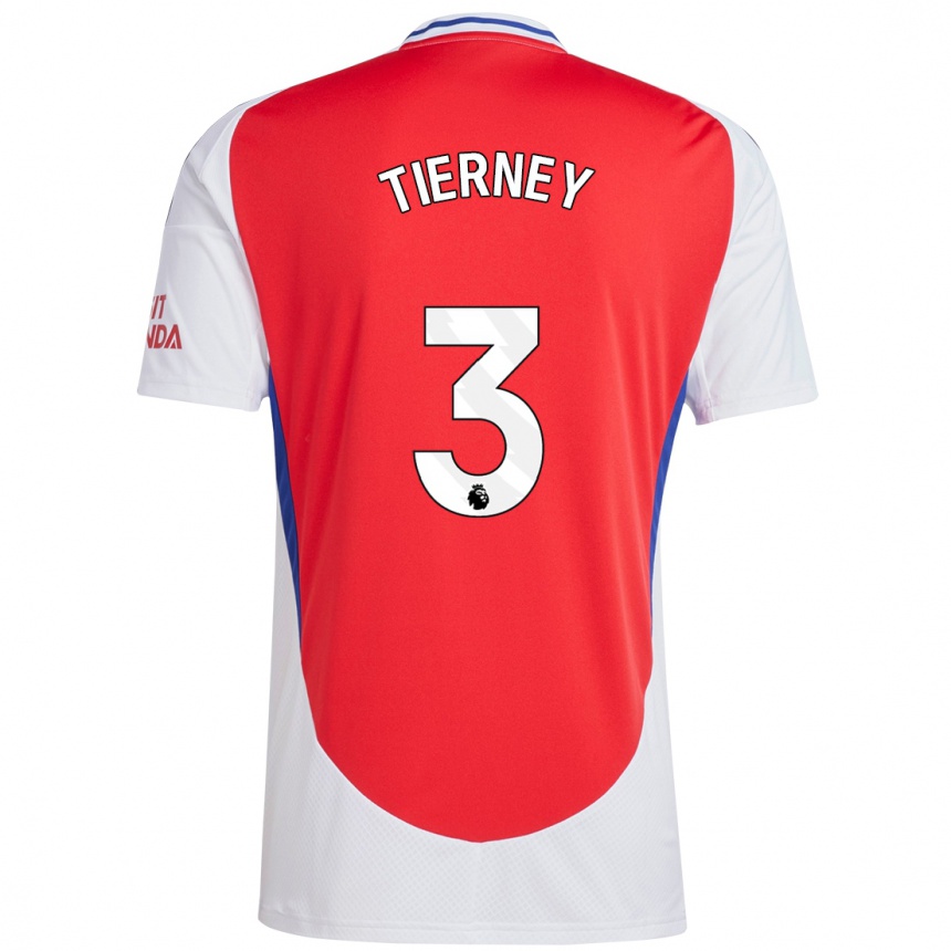 Hombre Fútbol Camiseta Kieran Tierney #3 Rojo Blanco 1ª Equipación 2024/25 Perú