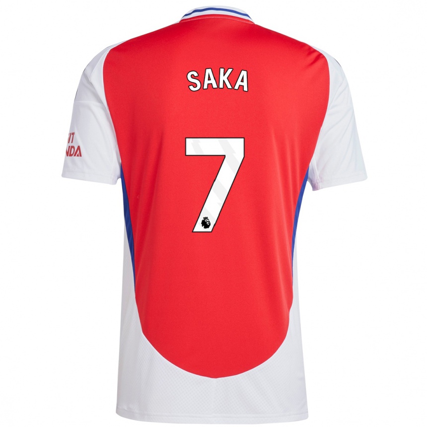 Hombre Fútbol Camiseta Bukayo Saka #7 Rojo Blanco 1ª Equipación 2024/25 Perú