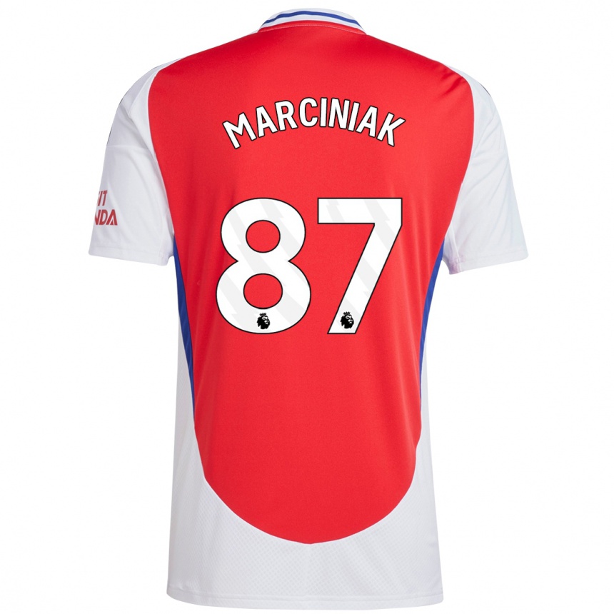 Hombre Fútbol Camiseta Alex Marciniak #87 Rojo Blanco 1ª Equipación 2024/25 Perú