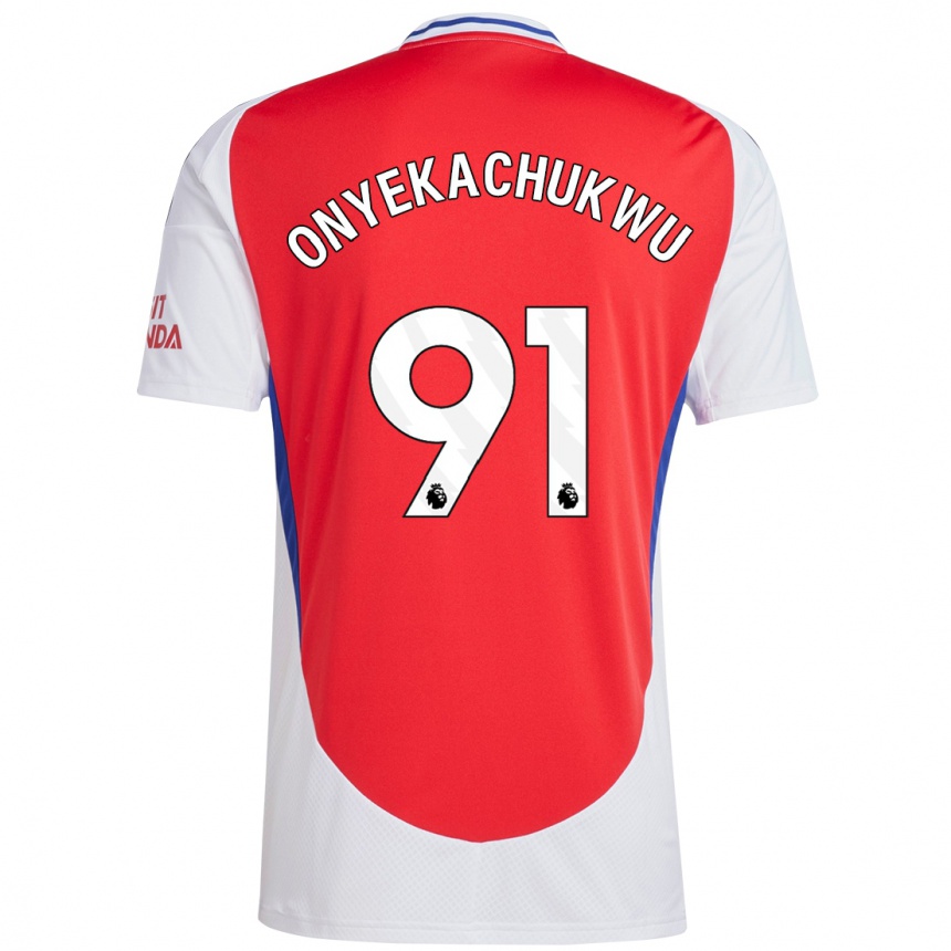 Hombre Fútbol Camiseta Samuel Onyekachukwu #91 Rojo Blanco 1ª Equipación 2024/25 Perú