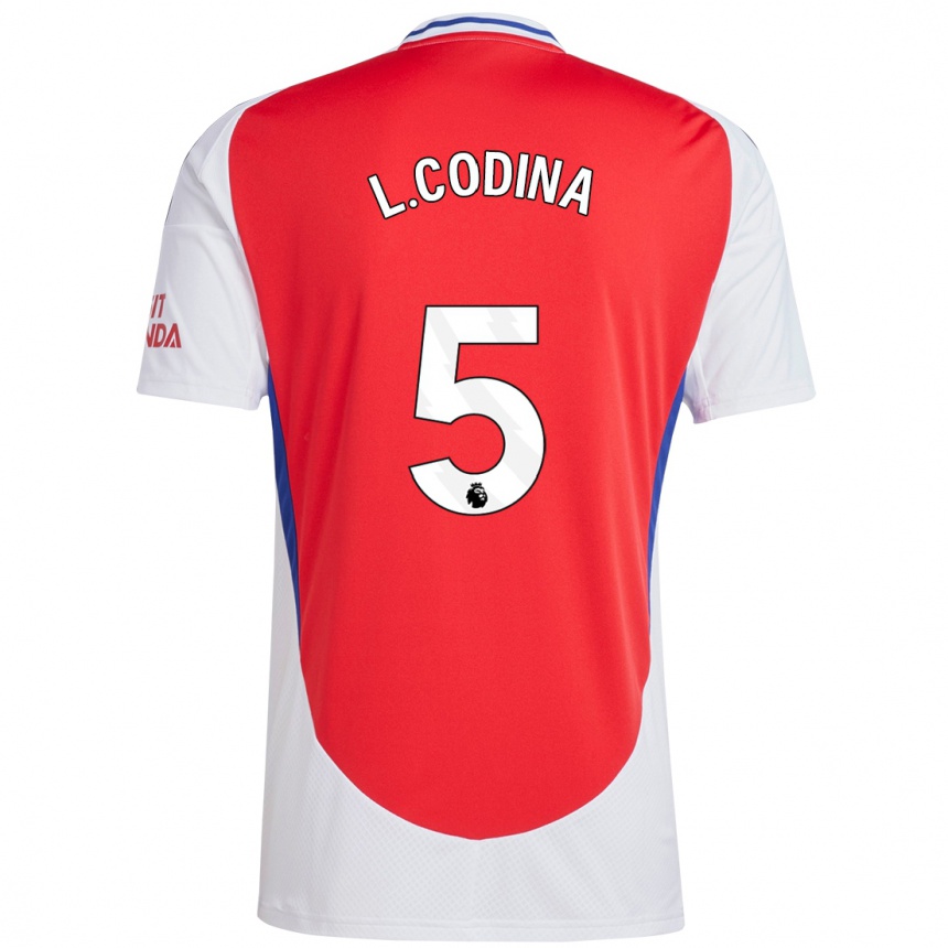 Hombre Fútbol Camiseta Laia Codina #5 Rojo Blanco 1ª Equipación 2024/25 Perú