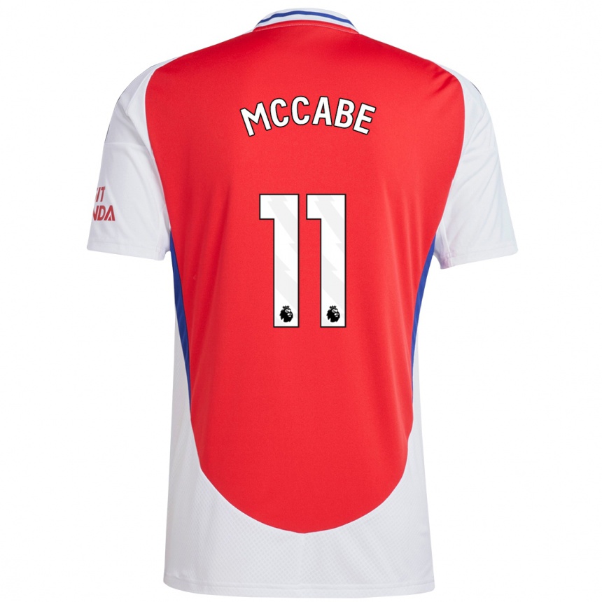 Hombre Fútbol Camiseta Katie Mccabe #11 Rojo Blanco 1ª Equipación 2024/25 Perú