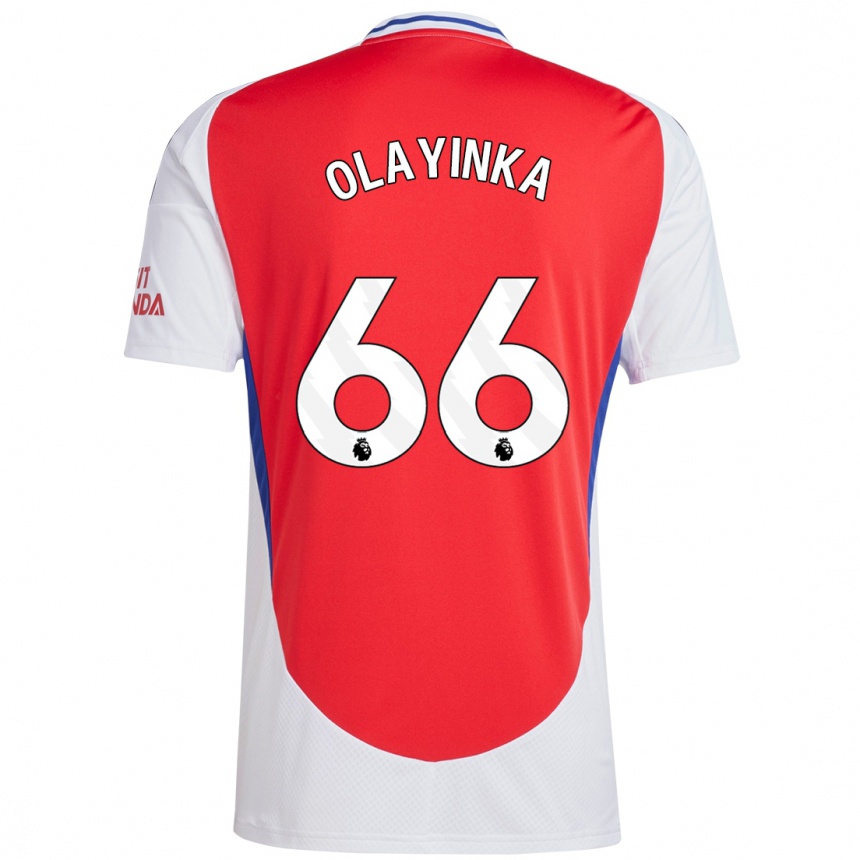 Hombre Fútbol Camiseta James Olayinka #66 Rojo Blanco 1ª Equipación 2024/25 Perú