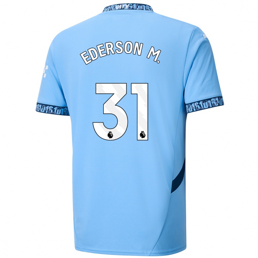 Hombre Fútbol Camiseta Ederson Moraes #31 Azul Marino 1ª Equipación 2024/25 Perú