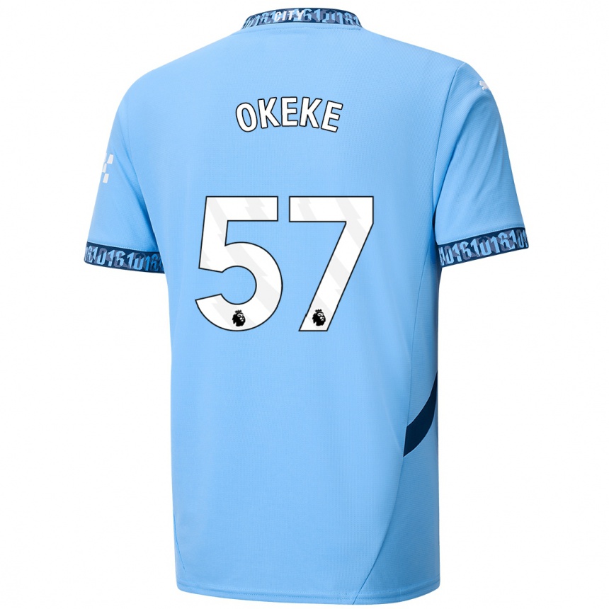 Hombre Fútbol Camiseta Michael Okeke #57 Azul Marino 1ª Equipación 2024/25 Perú