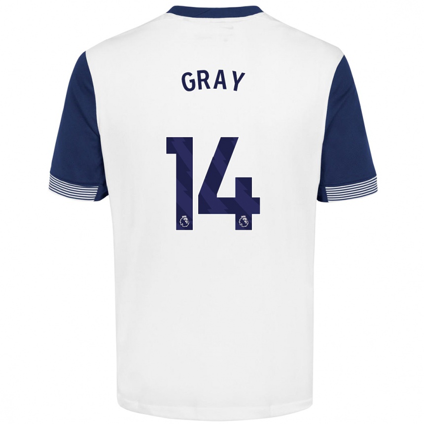 Hombre Fútbol Camiseta Archie Gray #14 Blanco Azul 1ª Equipación 2024/25 Perú