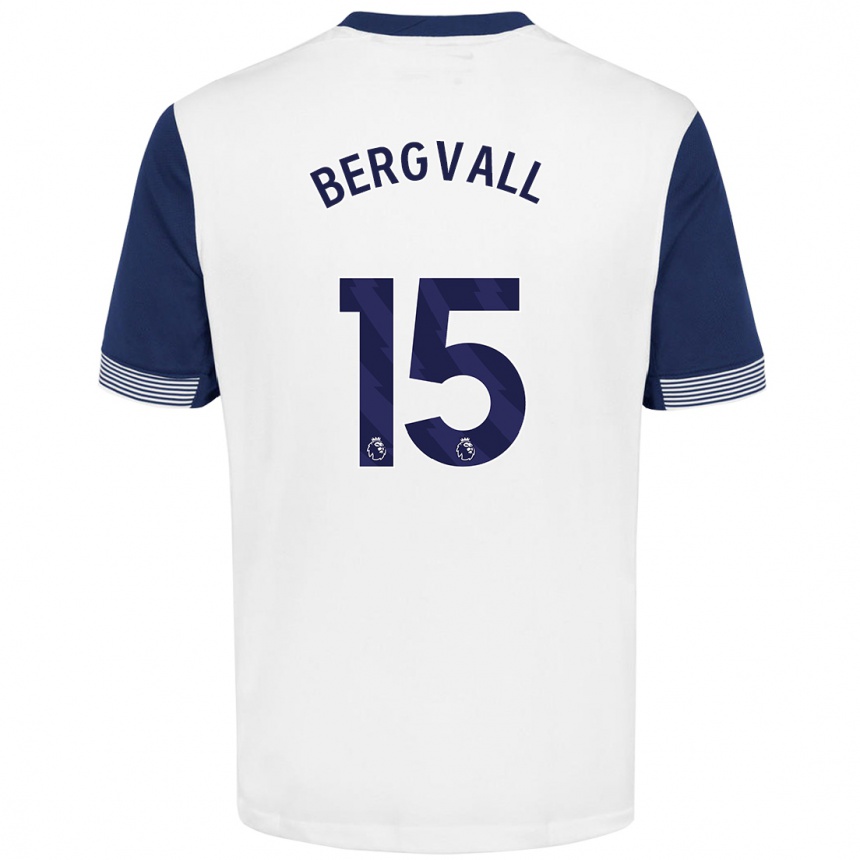 Hombre Fútbol Camiseta Lucas Bergvall #15 Blanco Azul 1ª Equipación 2024/25 Perú