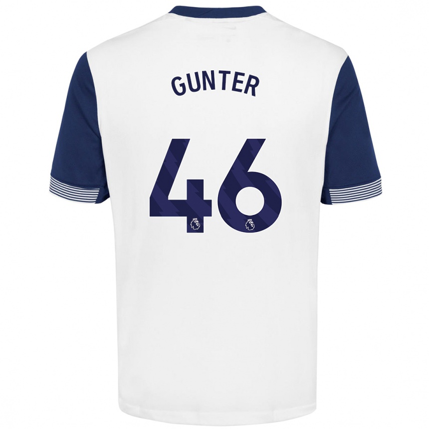 Hombre Fútbol Camiseta Luca Gunter #46 Blanco Azul 1ª Equipación 2024/25 Perú