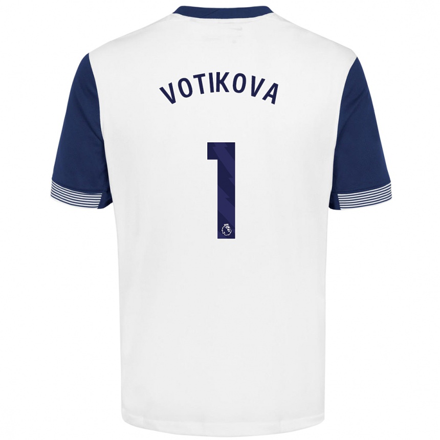 Hombre Fútbol Camiseta Barbora Votíková #1 Blanco Azul 1ª Equipación 2024/25 Perú