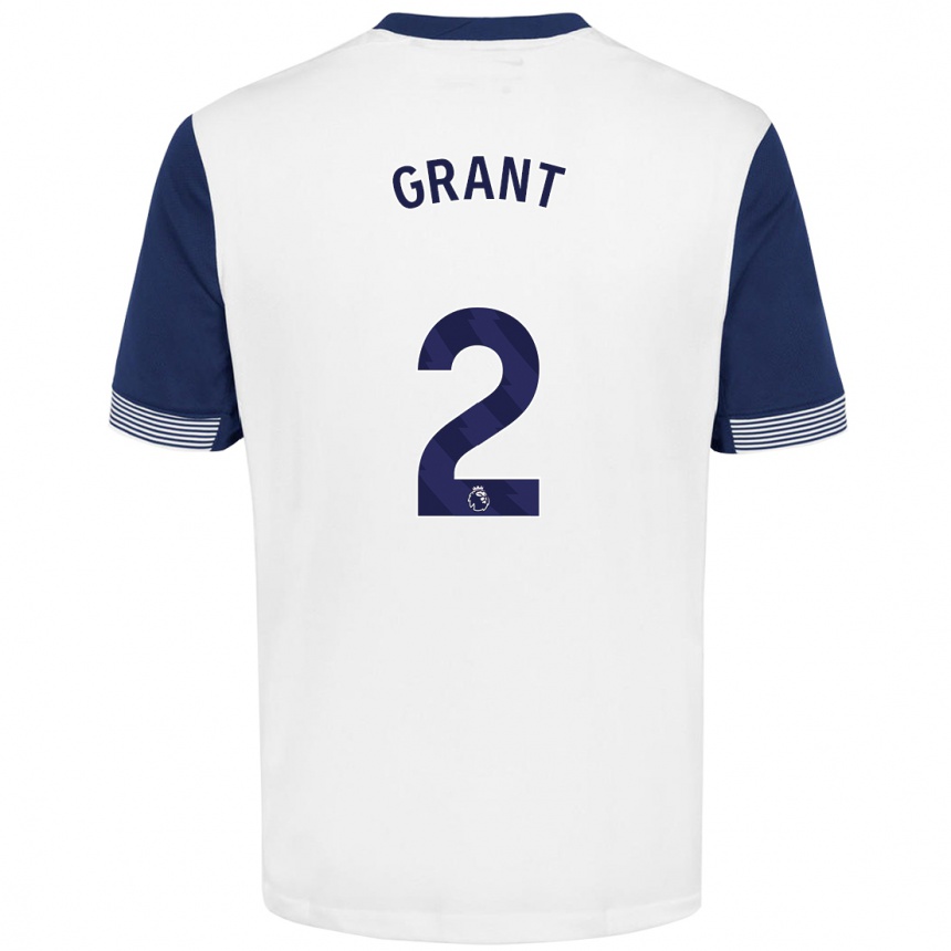 Hombre Fútbol Camiseta Charlotte Grant #2 Blanco Azul 1ª Equipación 2024/25 Perú