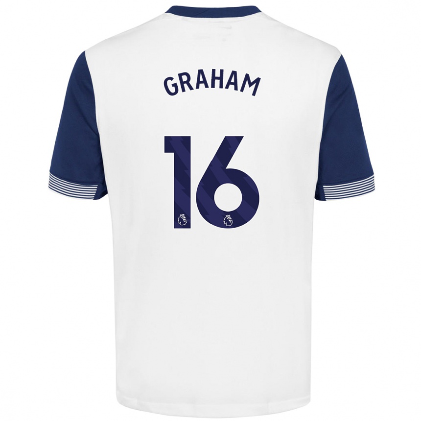 Hombre Fútbol Camiseta Kit Graham #16 Blanco Azul 1ª Equipación 2024/25 Perú