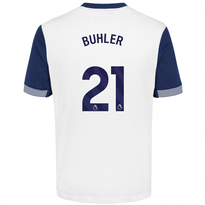 Hombre Fútbol Camiseta Luana Bühler #21 Blanco Azul 1ª Equipación 2024/25 Perú