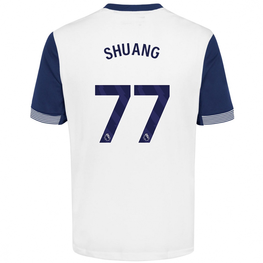 Hombre Fútbol Camiseta Wang Shuang #77 Blanco Azul 1ª Equipación 2024/25 Perú