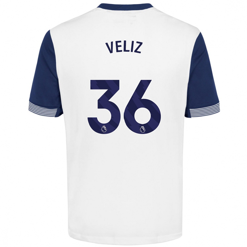 Hombre Fútbol Camiseta Alejo Véliz #36 Blanco Azul 1ª Equipación 2024/25 Perú