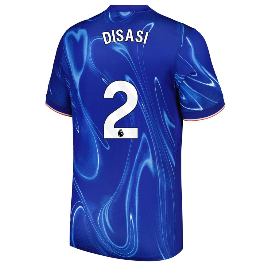 Hombre Fútbol Camiseta Axel Disasi #2 Azul Blanco 1ª Equipación 2024/25 Perú