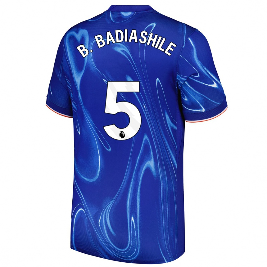 Hombre Fútbol Camiseta Benoît Badiashile #5 Azul Blanco 1ª Equipación 2024/25 Perú