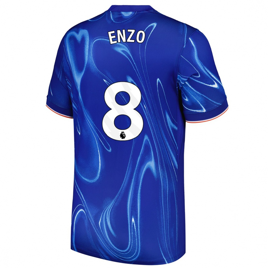 Hombre Fútbol Camiseta Enzo Fernandez #8 Azul Blanco 1ª Equipación 2024/25 Perú