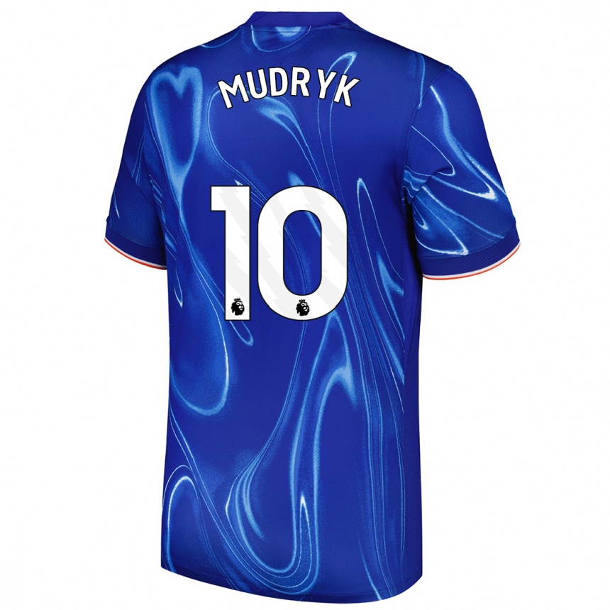 Hombre Fútbol Camiseta Mykhaylo Mudryk #10 Azul Blanco 1ª Equipación 2024/25 Perú