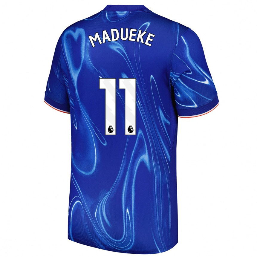 Hombre Fútbol Camiseta Noni Madueke #11 Azul Blanco 1ª Equipación 2024/25 Perú