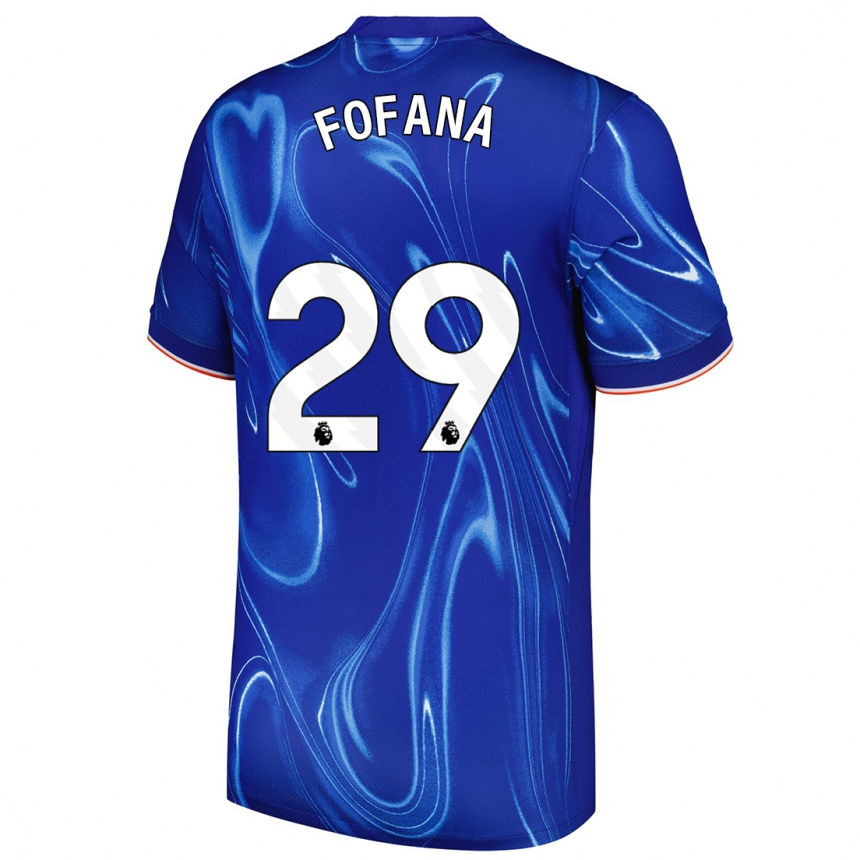 Hombre Fútbol Camiseta Wesley Fofana #29 Azul Blanco 1ª Equipación 2024/25 Perú