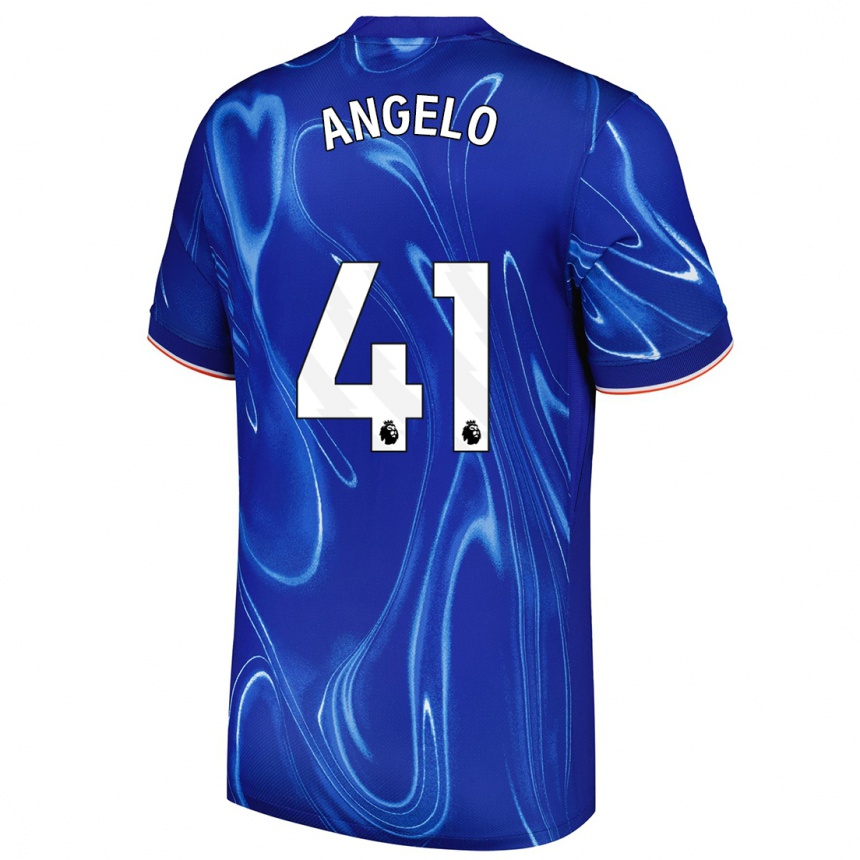 Hombre Fútbol Camiseta Ângelo #41 Azul Blanco 1ª Equipación 2024/25 Perú