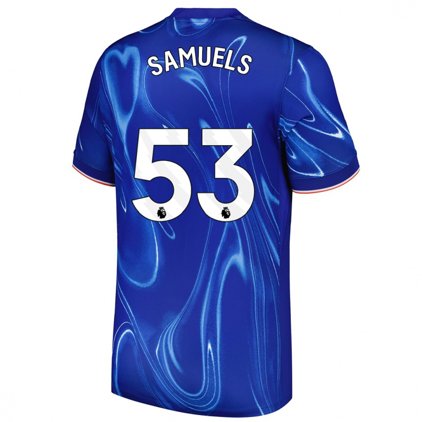 Hombre Fútbol Camiseta Ishe Samuels Smith #53 Azul Blanco 1ª Equipación 2024/25 Perú