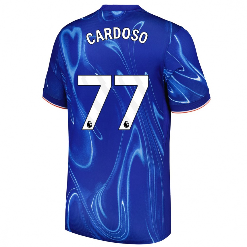 Hombre Fútbol Camiseta Leo Cardoso #77 Azul Blanco 1ª Equipación 2024/25 Perú