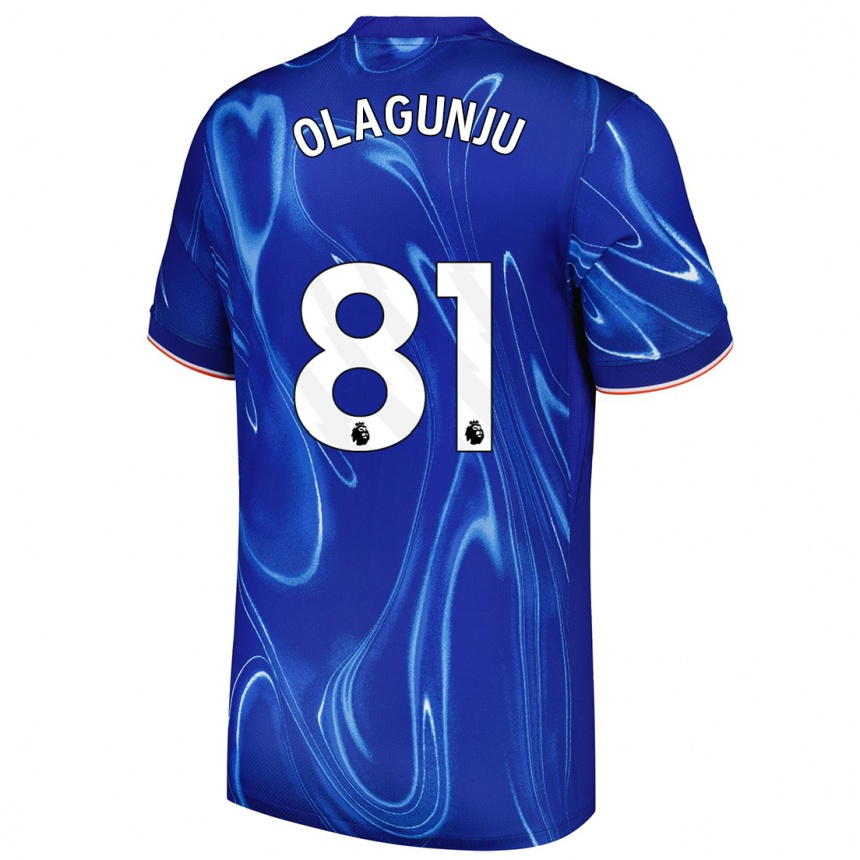 Hombre Fútbol Camiseta Saheed Olagunju #81 Azul Blanco 1ª Equipación 2024/25 Perú